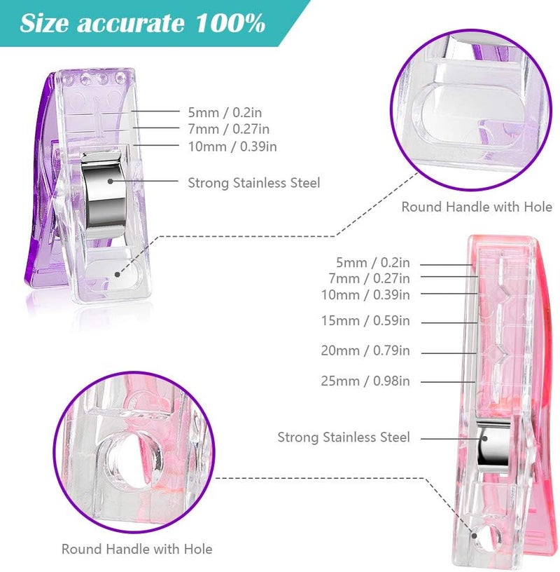 Doukey 200PCS Sewing Clips Fabric Clips Sewing Notions for Sewing Quilting Supplies Crafting Tools Jumbo Quilt Clips Plastic Clips Craft Clips(100 Large Sewing Clips+100 Small Sewing Clips) - Image 4